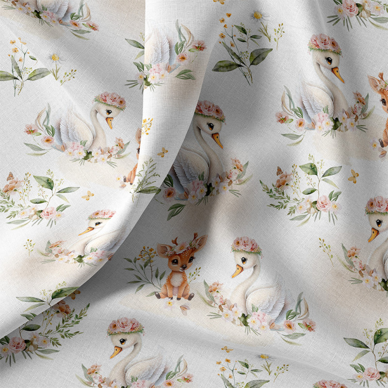 Printed Cotton SWANY White / Green
